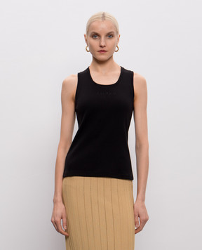 Balmain Черная майка в рубчик GF0EB075BD10