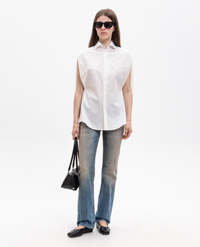 Maison Margiela MM6 Рубашка без рукавов цвета айвори с вышивкой логотипа S62DT0052M35256