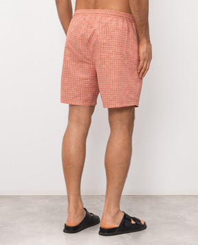 Brunello Cucinelli Помаранчеві шорти для плавання в брендовий принт MR847043