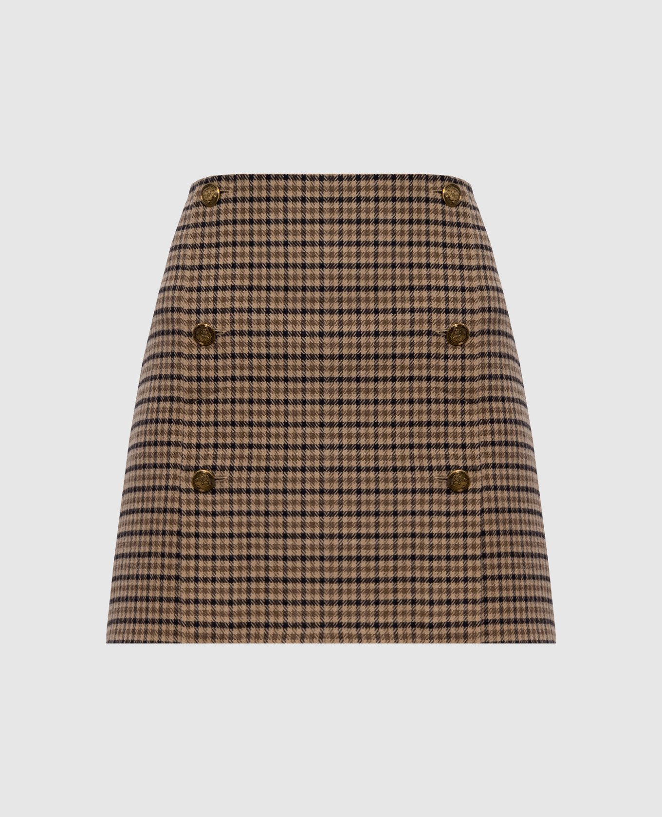 

Бежевая юбка мини с шерстью в узор, Бежевый, Юбки прямые