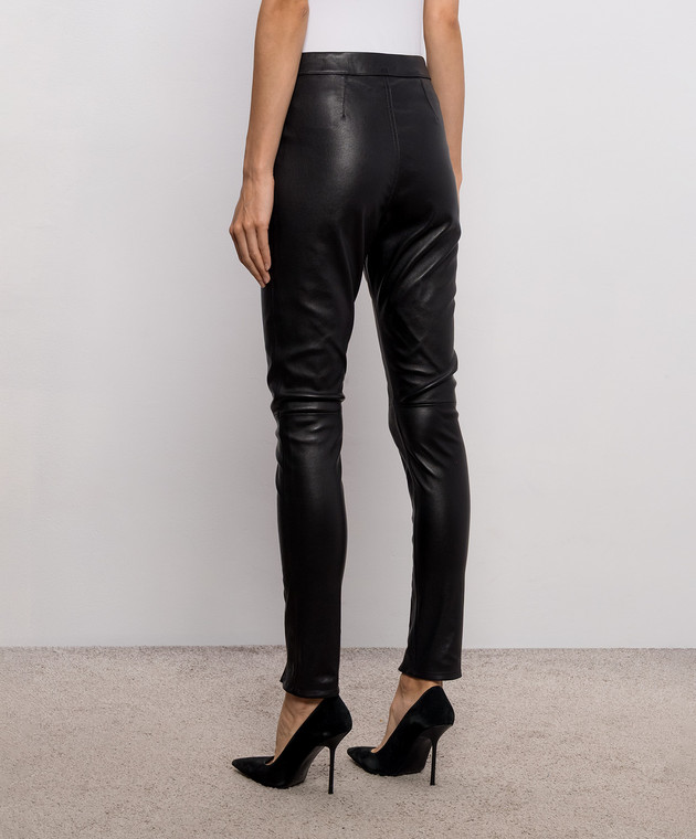 Tom Ford Черные кожаные брюки с молниями PAL782LEX468 изображение 4