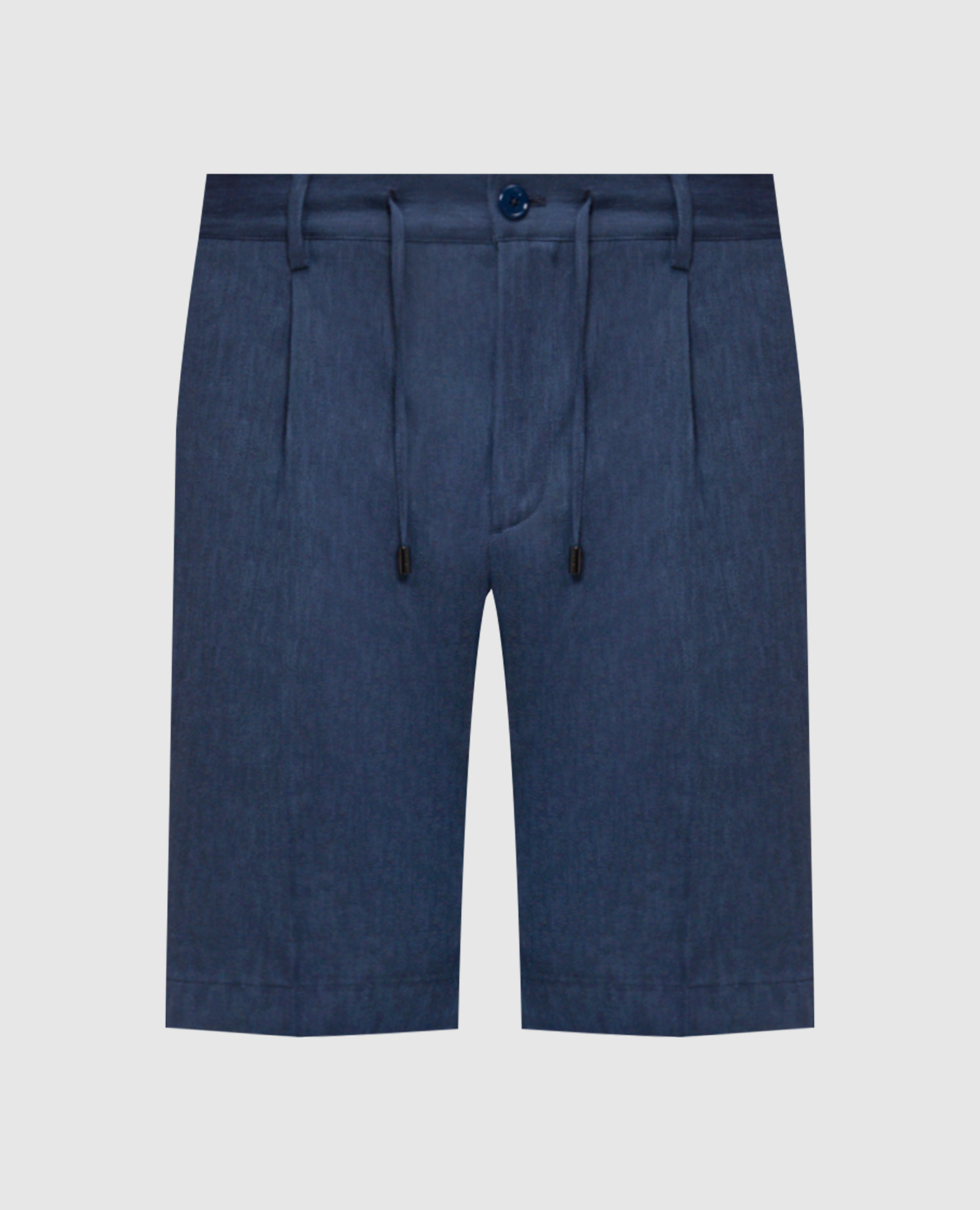 Синие шорты из льна и шерсти