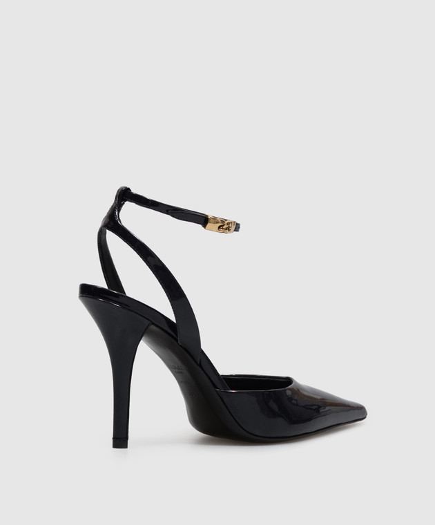 Balmain Темно-сині шкіряні лаковані слінгбеки HN0UA293LPAT зображення 3