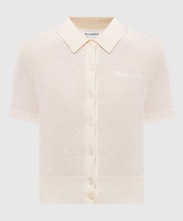 Sporty & Rich Кардиган цвета айвори Jannie с короткими рукавами WS10085326WH06