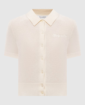 Sporty & Rich Кардиган цвета айвори Jannie с короткими рукавами WS10085326WH06