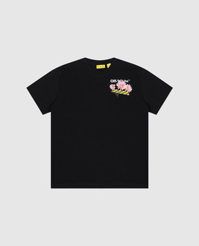 Off-White Дитяча чорна футболка Daisy 44GAA001S26J004