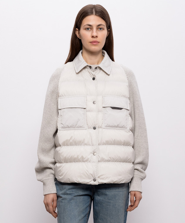 Brunello Cucinelli Сіра пухова куртка з ланцюжком моніль MD5987696 зображення 3