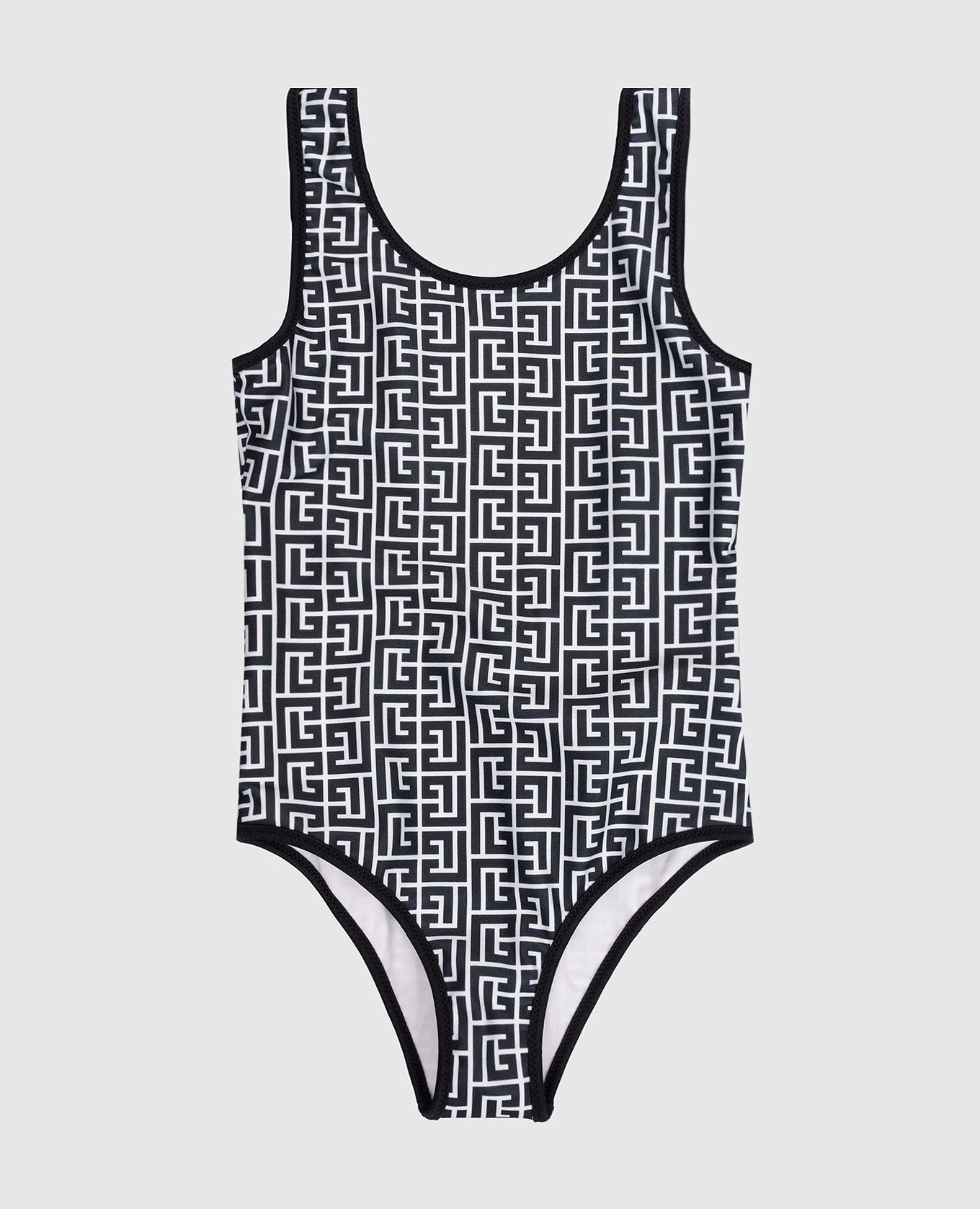 

Детский черный купальник в брендовый принт, Слитные купальники