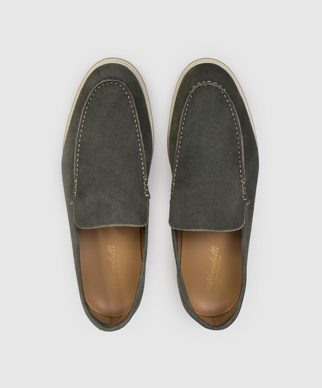 Enrico Mandelli Зеленые замшевые лоферы 0YACHT7415 изображение 4