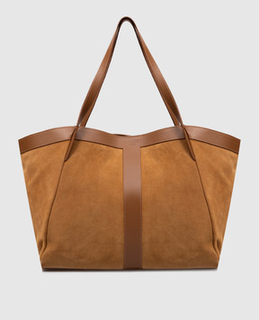 Twinset Коричнева замшева сумка з тисненням логотипа 261TB7100