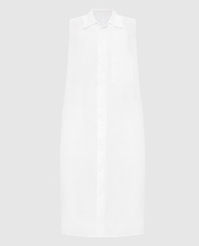 Y`S Yamamoto Біла сукня-сорочка з льону YKD06300