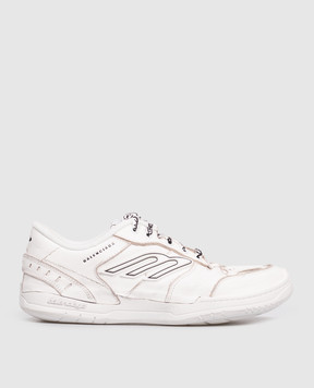 Balenciaga Белые кожаные кроссовки Hamptons с винтажным эффектом 841763WCURS