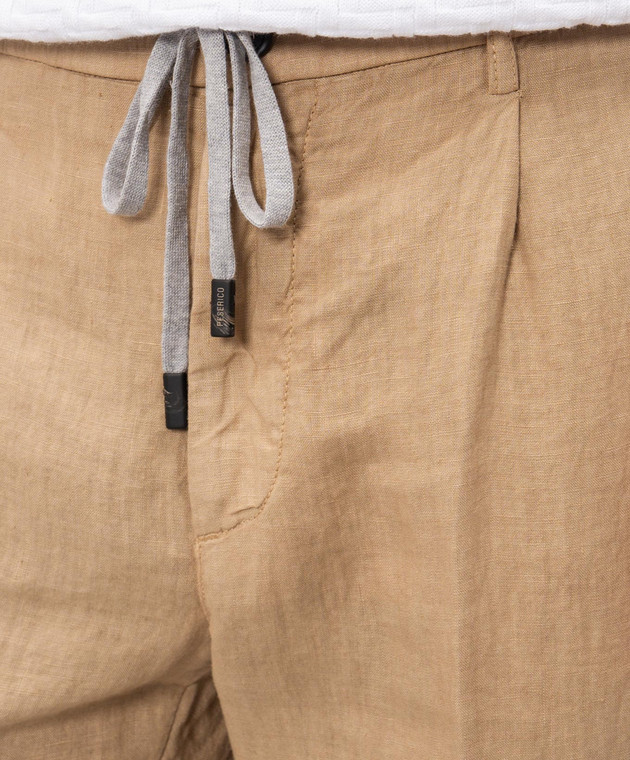 Peserico Брюки бежевые из льна R54274T00D02494 изображение 5