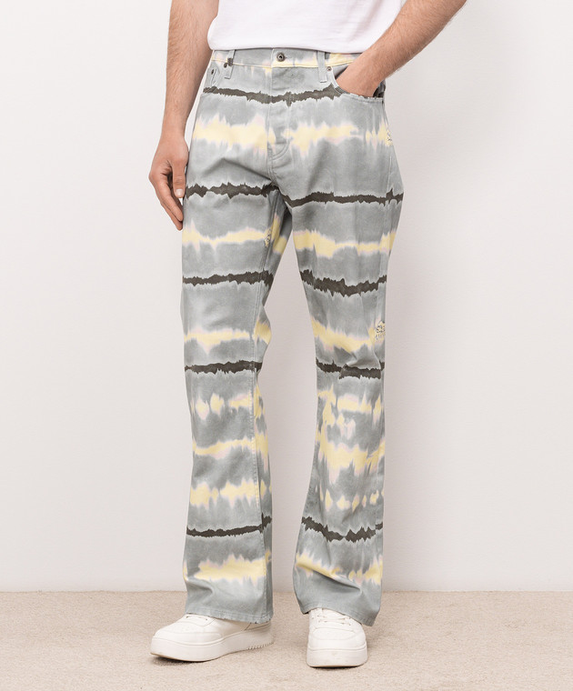Off-White Серые джинсы с принтом Tie Dye 44MYA18JZ26D004 изображение 3