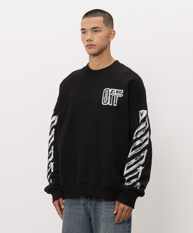 Off-White Черный свитшот с контрастным принтом 44MBA054F26F007 изображение 3