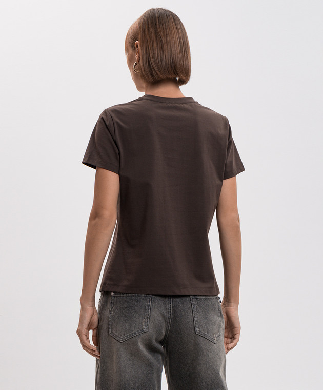 Twinset Коричнева футболка з нашивкою 262LI2BUU зображення 4