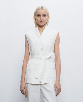 Brunello Cucinelli Білий жилет на запах з льоном MH1267754