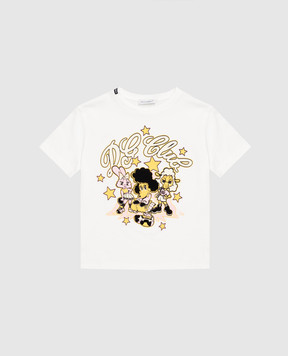 Dolce&Gabbana Детская белая футболка с принтом L5JTNKG7Q2V26