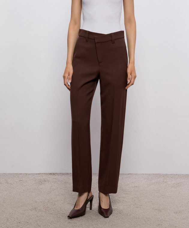 Brunello Cucinelli Коричневые брюки из шерсти с цепочкой мониль MP553P9294 изображение 3