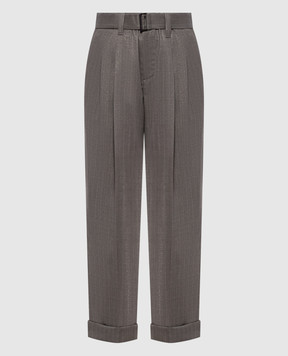 Brunello Cucinelli Сірі штани з вовни в смужку MP189P8995