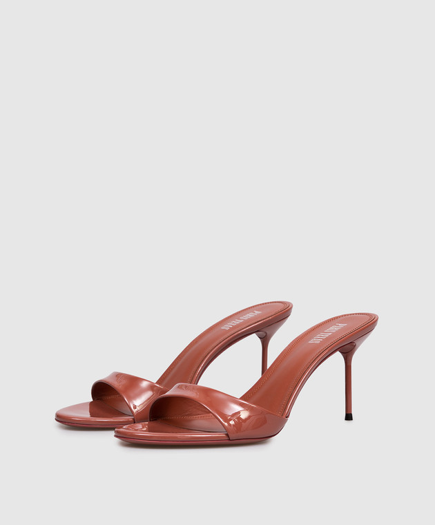 Paris Texas Коричневі шкіряні лаковані мюлі Lidia PX1141XVN01 зображення 2