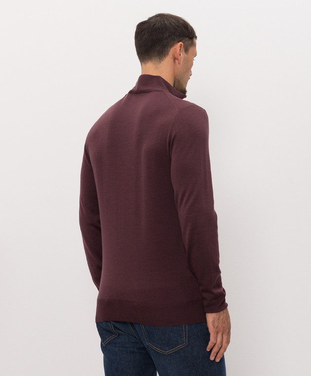 Canali Бордовый джемпер из шерсти с молнией MK01149C0015 изображение 4