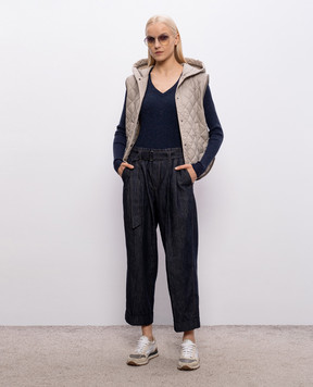 Brunello Cucinelli Синій топ з кашеміром з люрексом M9A822212P