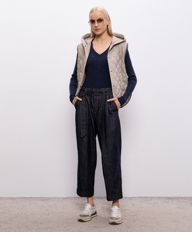 Brunello Cucinelli Синий топ с кашемиром с люрексом M9A822212P изображение 2