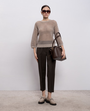 Peserico Сірий ажурний джемпер з льоном A99083F079106B