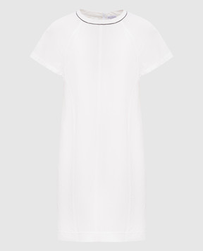 Brunello Cucinelli Белое платье мини с льном MH126AFR72