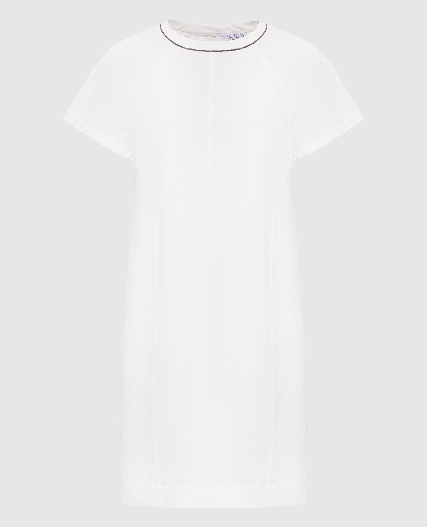 Белое платье мини с льном