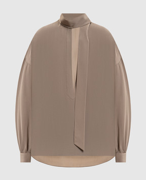 Tom Ford Коричнева блуза із шовку CA3340FAX1507