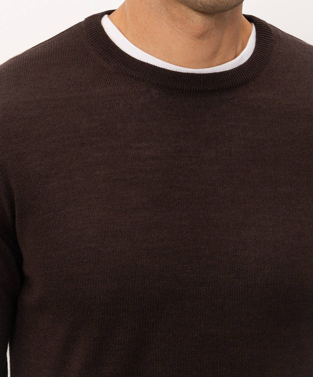 Cashmere&Whiskey Коричневий джемпер з вовни, шовку та кашеміру 472 зображення 5