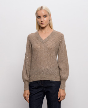 Brunello Cucinelli Коричневый пуловер с шерстью MPG737802