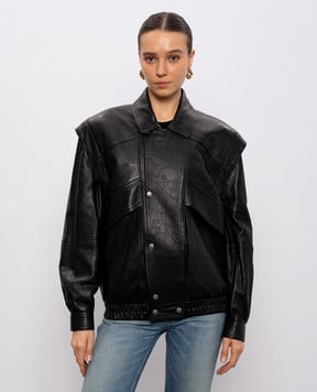 Saint Laurent Чорна шкіряна куртка 842784YCNF2
