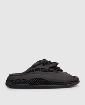 2AM Чорні шльопанці з фатурним логотипом BUS6GL20241013B