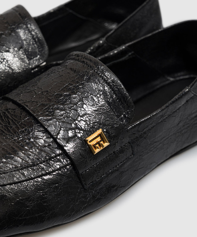 Balmain Чорні шкіряні мокасини з монограмою HN1UO257LRKN зображення 5