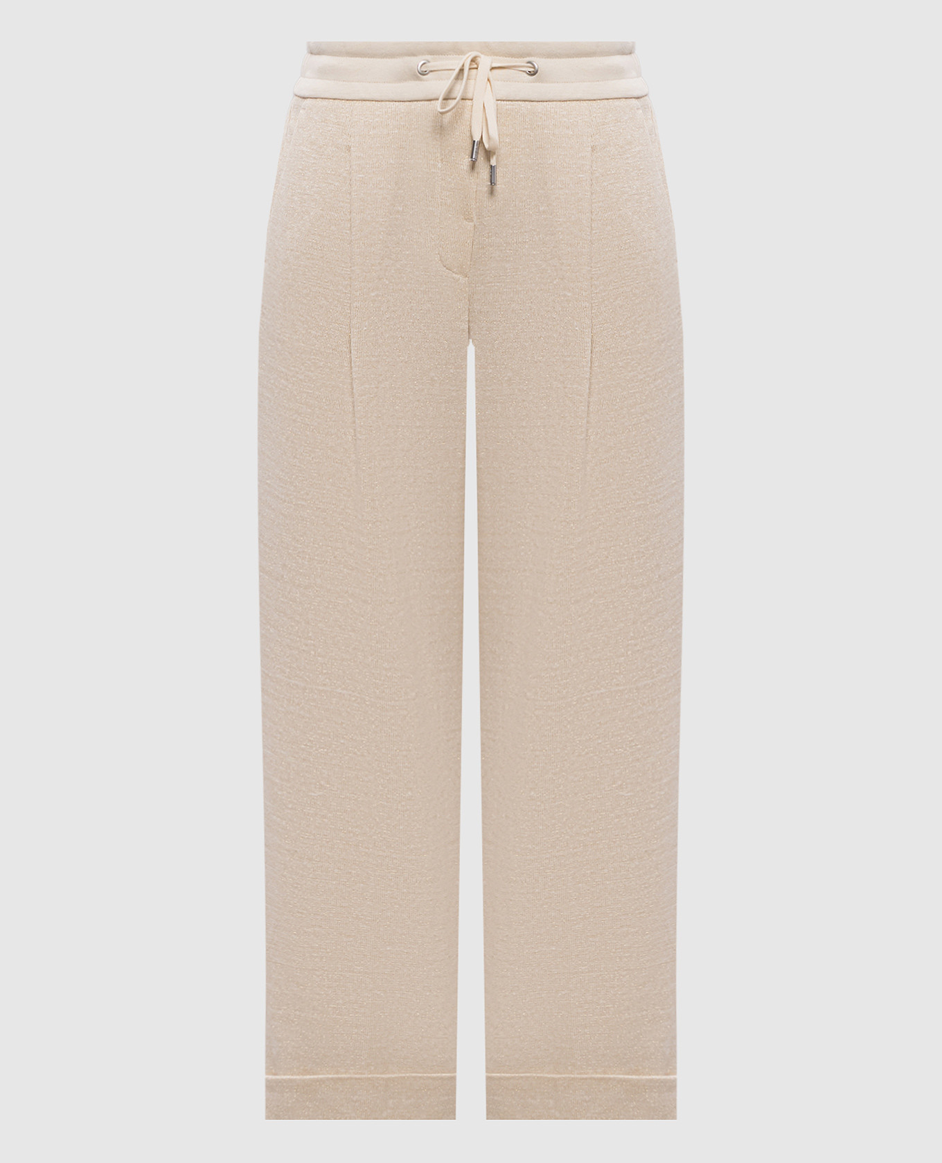 Бежевые спортивные брюки с люрексом