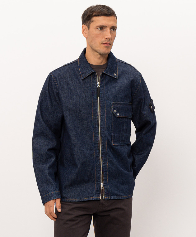 Stone Island Синя джинсова куртка в стилі сорочки L2S141200002S00J7 зображення 3