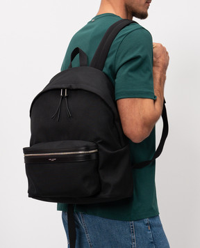 Saint Laurent Черный рюкзак с принтом логотипа 534967FAEYY