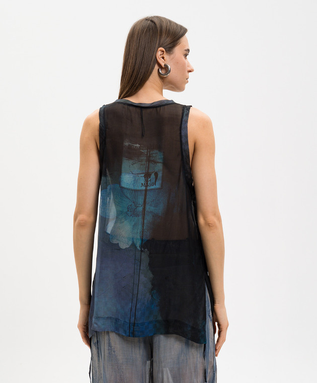 Masnada Чорна майка із шовком в принт 8079COB зображення 4