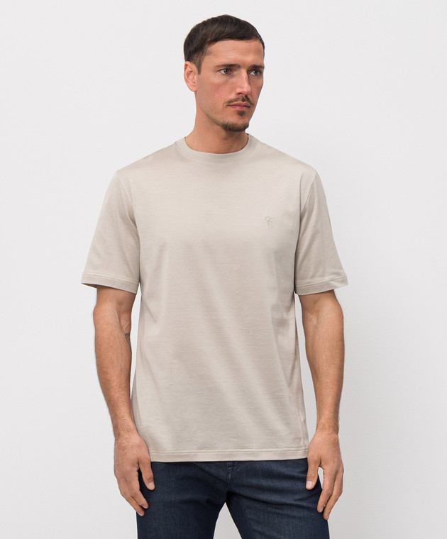 Castangia dal 1850 Бежева футболка з вишивкою монограми DMTSDM30S26 зображення 3