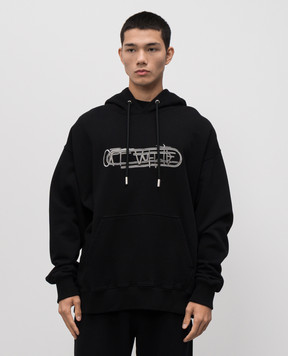 Off-White Черный худи Paperclip 44MBB085F5F00O
