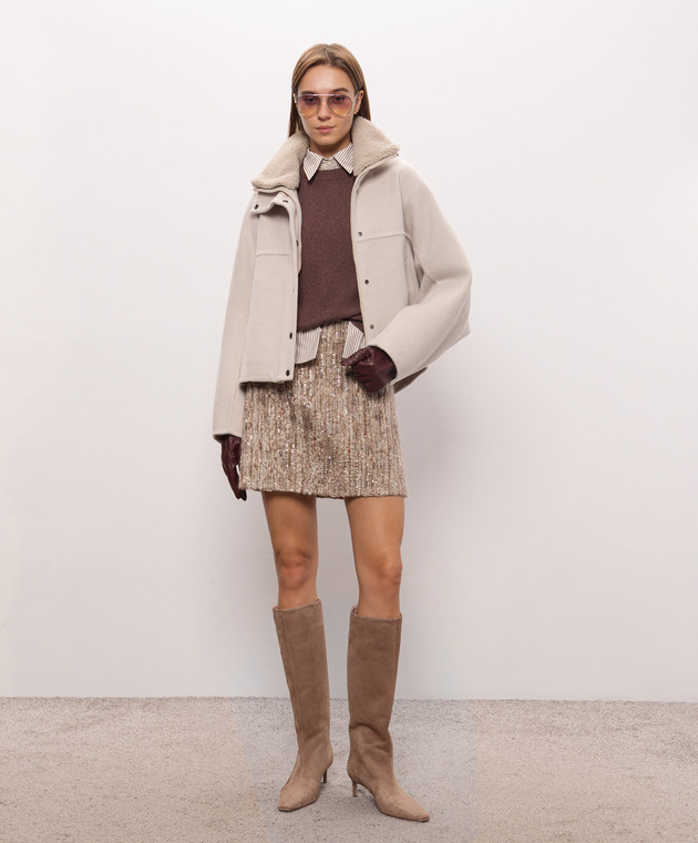 Brunello Cucinelli Бежевая юбка MF940G4101 изображение 2