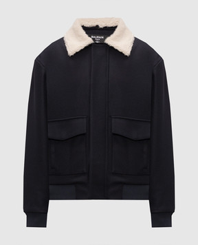 Balmain Синяя куртка с шерстью HH1TF999MI61