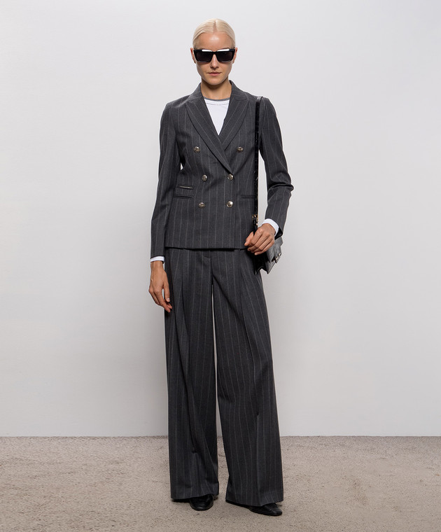 Peserico Сірі штани з вовни в смужку A0479005702 зображення 2