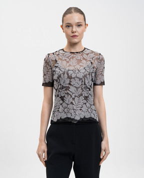 Ermanno Scervino Черный топ в узор D472L773CSJII