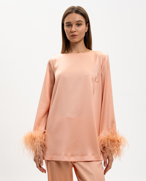 Twinset Рожева блуза з пір'ям страуса 261TP2424