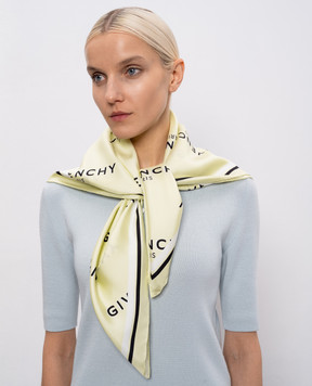 Givenchy Зелена хустка із шовку в принт логотипа 710009495010