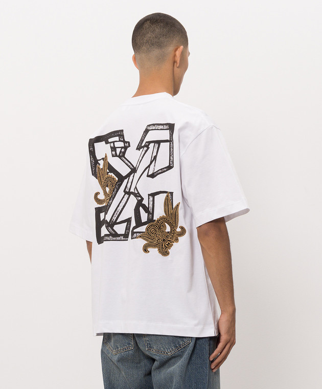 Off-White Белая футболка Stroke с вышивкой логотипа 44MAA120F26J00L изображение 4